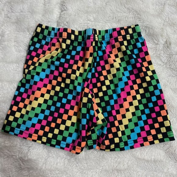 Multicolor Women's Colorblock Nylon Blend Elastic Waist Athletic Shorts Size M - Picture 2 of 8